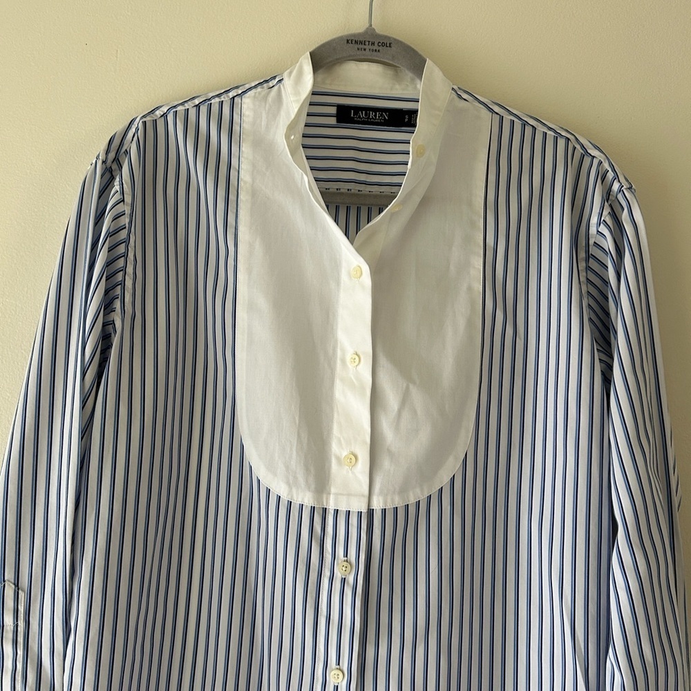 Ralph Lauren Blue and White Striped Button Down Shirt - Picture 7 of 15